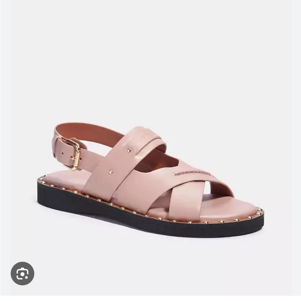 Coach Pink Sandals with Gold Studs